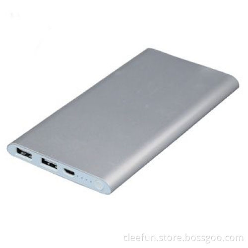 Ultra-slim dual output power banks with LED light provided